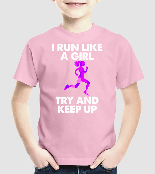 I run like a girl model roz deschis pe tricou