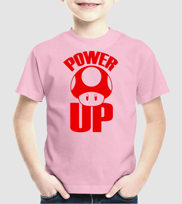 Power up model roz deschis pe tricou