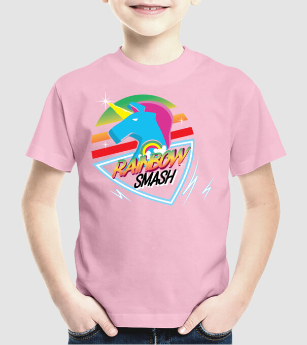 Curcubeu unicorn model roz deschis pe tricou