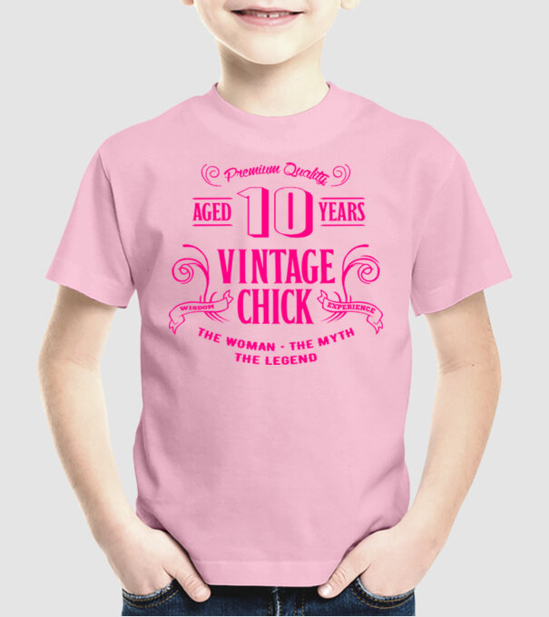 Vintage Chick - 10 model roz deschis pe tricou
