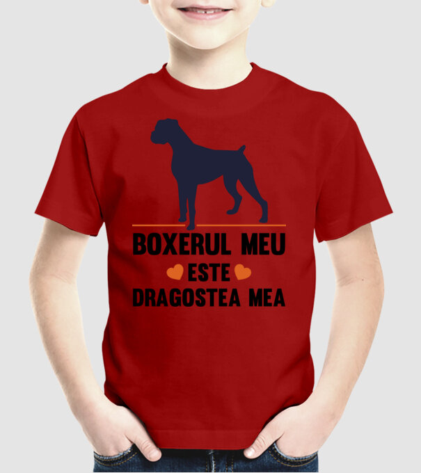 boxerul meu este dragostea mea model roșu pe tricou