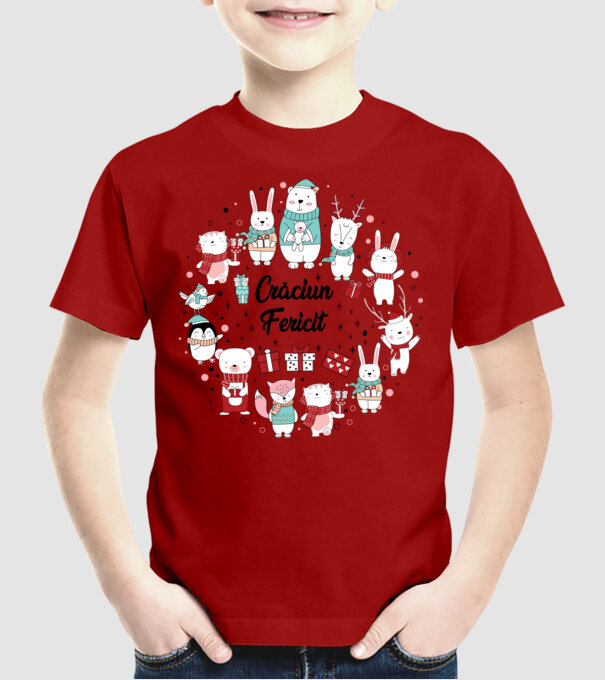 Crăciun Fericit model roșu pe tricou
