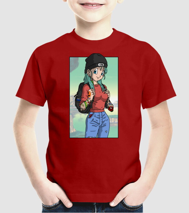 dragon ball bulma model roșu pe tricou