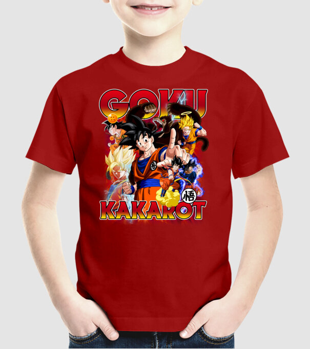 goku dragonball model roșu pe tricou