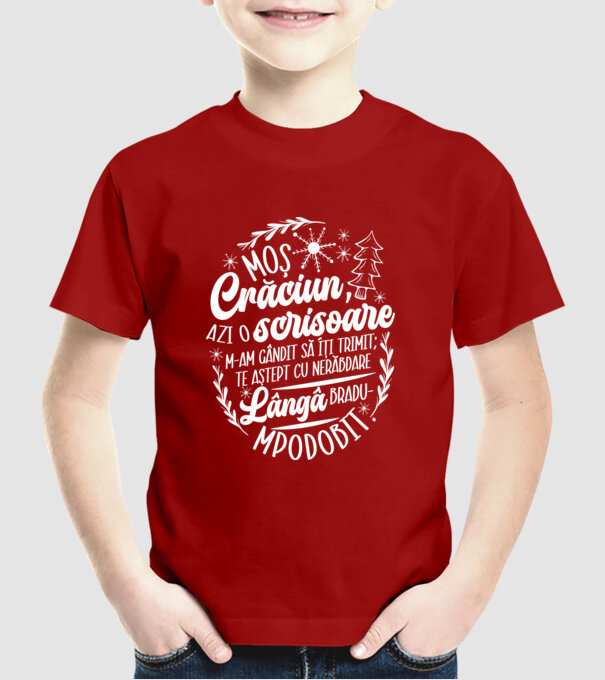 Moş Crăciun model roșu pe tricou