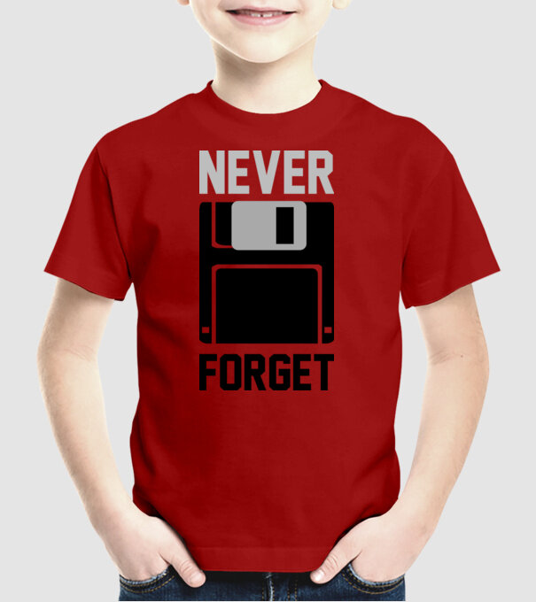 Never Forget model roșu pe tricou