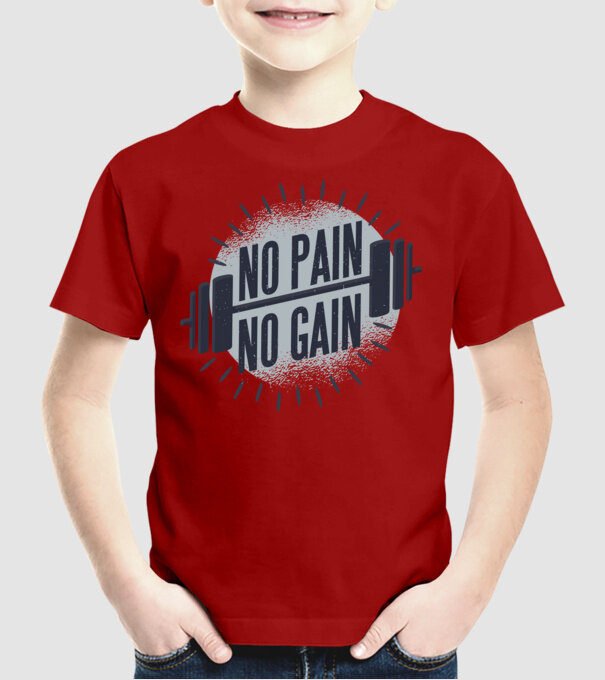 No pain no gain round model roșu pe tricou