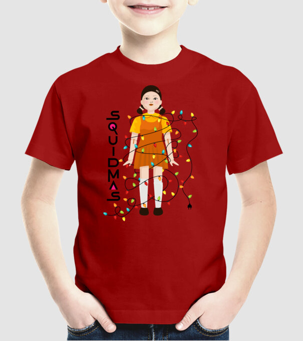 squidmas girl model roșu pe tricou
