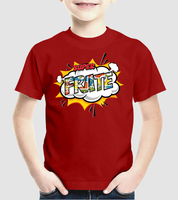 Super Frate model roșu pe tricou