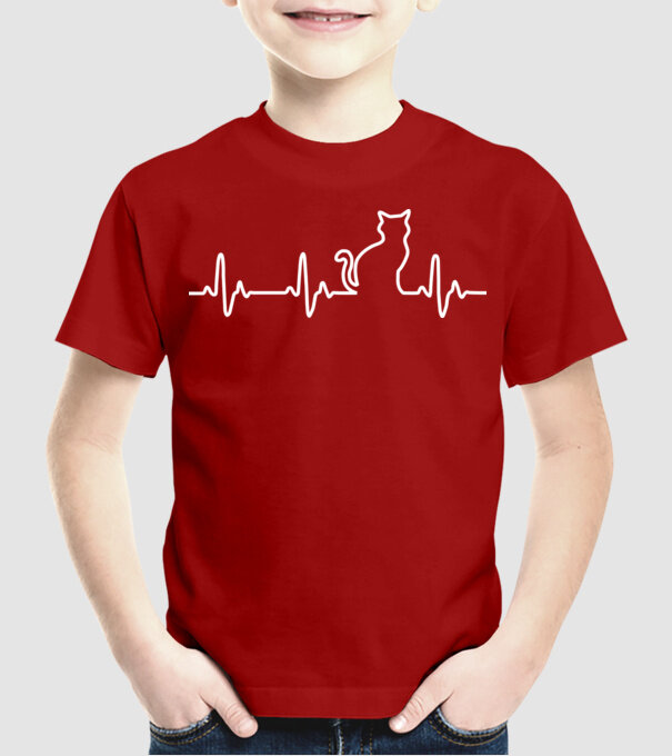 cat ekg model roșu pe tricou