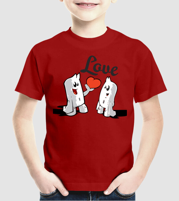dragoste interesantă model roșu pe tricou