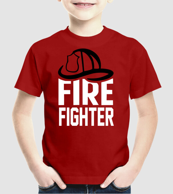 Fire fighter model roșu pe tricou
