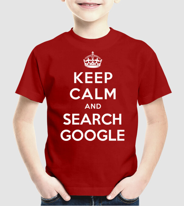 keep calm and google model roșu pe tricou