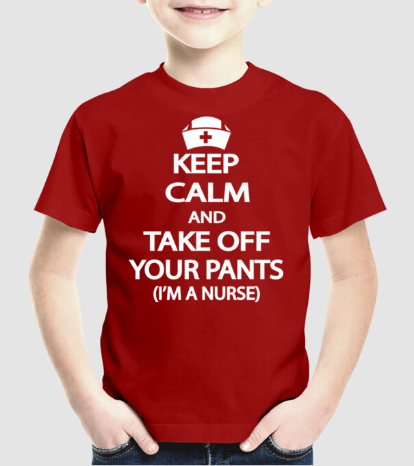Keep calm and take off your pants model roșu pe tricou