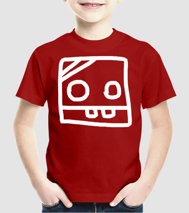 model roșu pe tricou