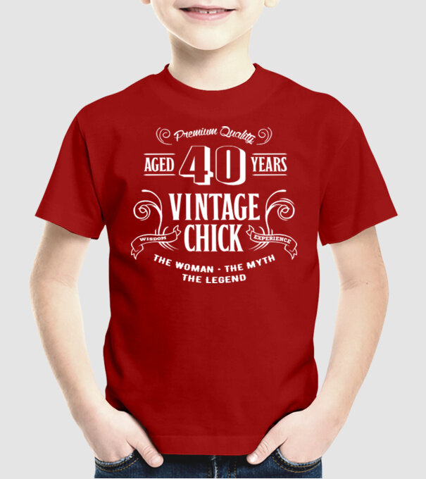 Vintage chick - 40 model roșu pe tricou