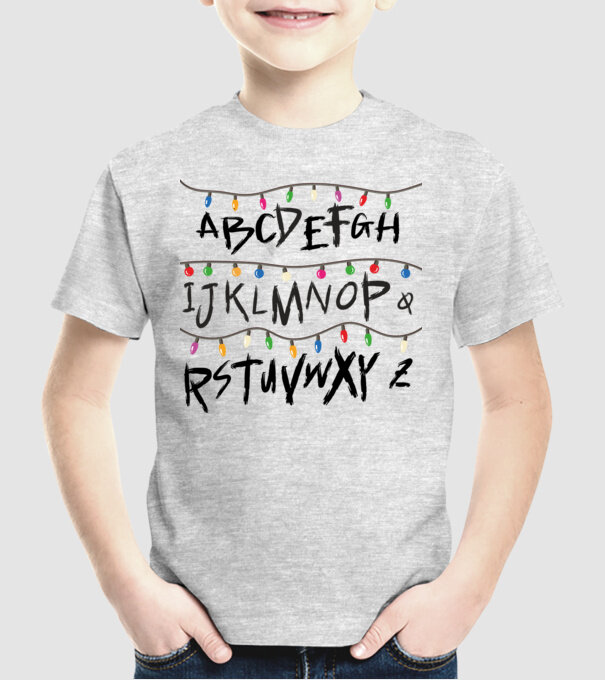 abcdef stanger things model gri pe tricou