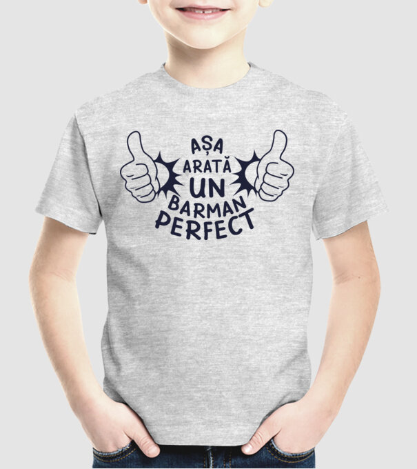 Așa arată un BARMAN perfect model gri pe tricou