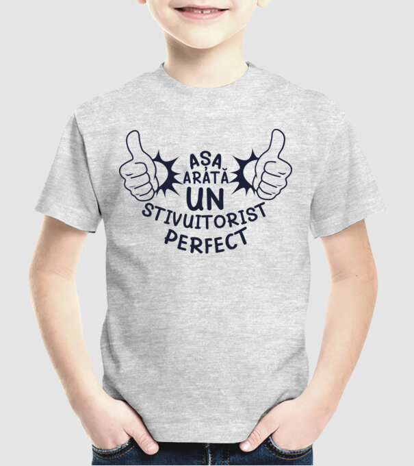 Așa arată un STIVUITORIST perfect model gri pe tricou