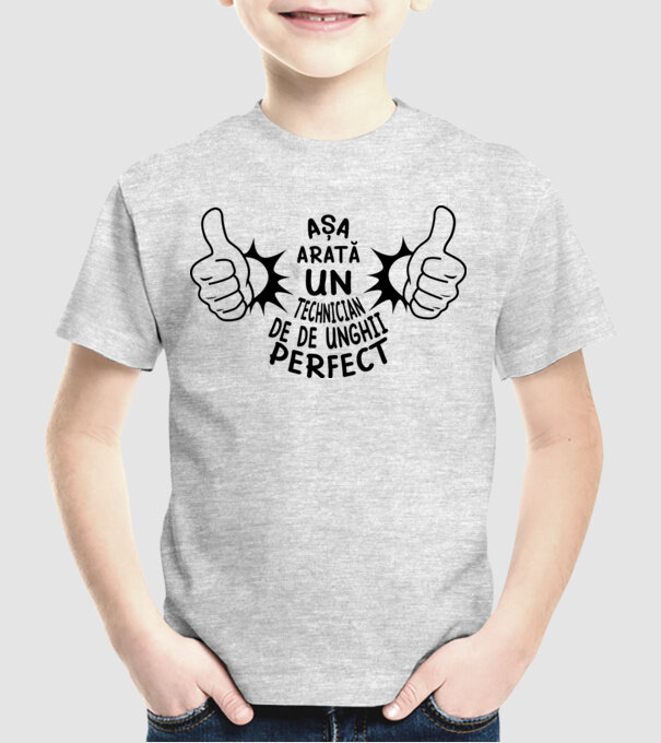 Așa arată un TEHNICIAN DE UNGHII perfect model gri pe tricou