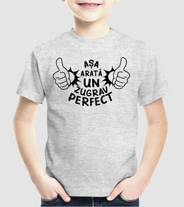 Așa arată un ZUGRAV perfect model gri pe tricou