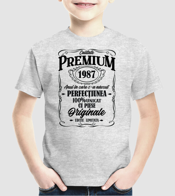 calitate premium -1987 - anul în care s-a născut - perfecțiunea - 100% unicat, cu piese originale, ediție limitată model gri pe tricou