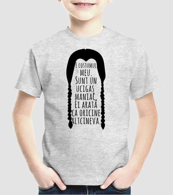 E costumul meu. Sunt un ucigaș maniac. Ei arată ca oricine altcineva. model gri pe tricou