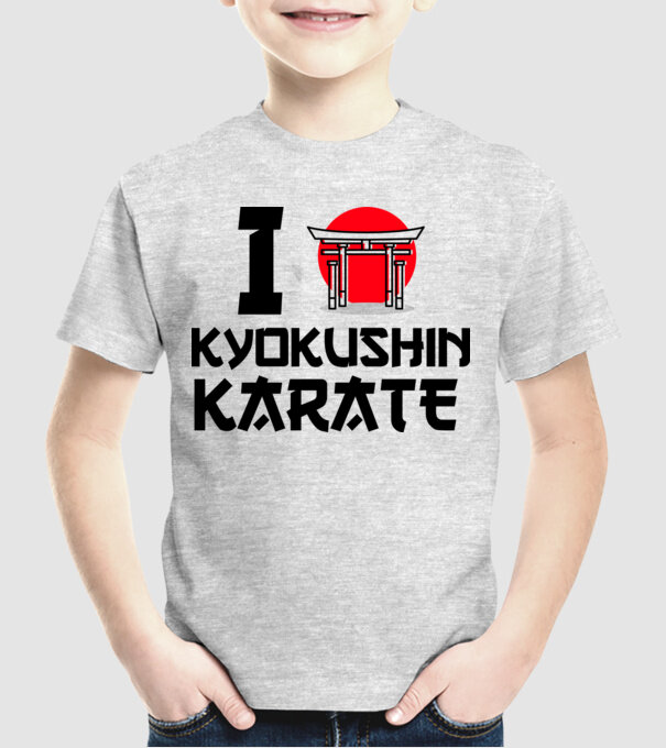 I love Kyokushin Karate model gri pe tricou