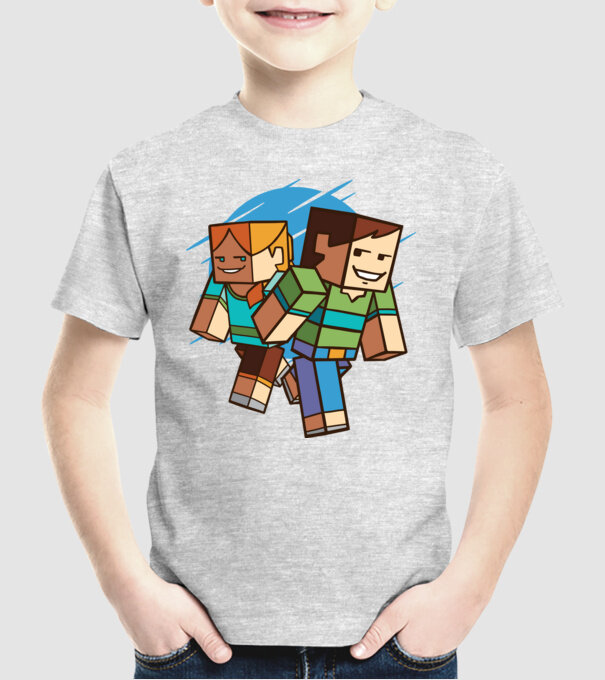 Minecraft model gri pe tricou