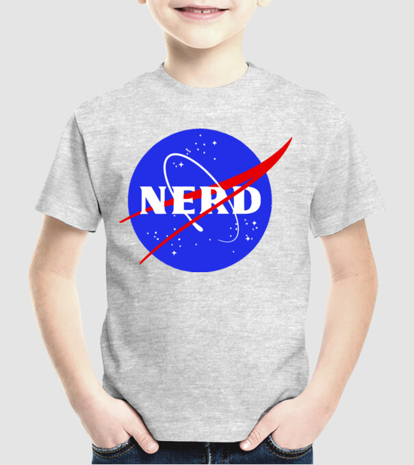 Nerd NASA model gri pe tricou
