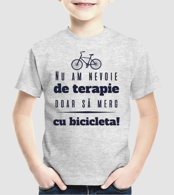 nu am nevoie de terapie, doar să merg cu bicicleta model gri pe tricou