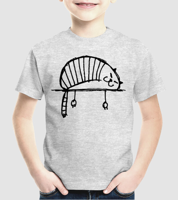 pisică model gri pe tricou