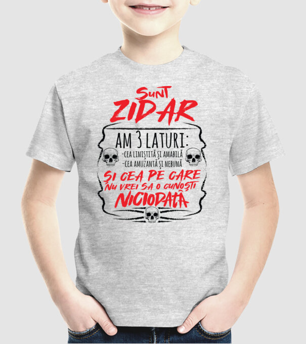 sunt zidar am 3 laturi model gri pe tricou