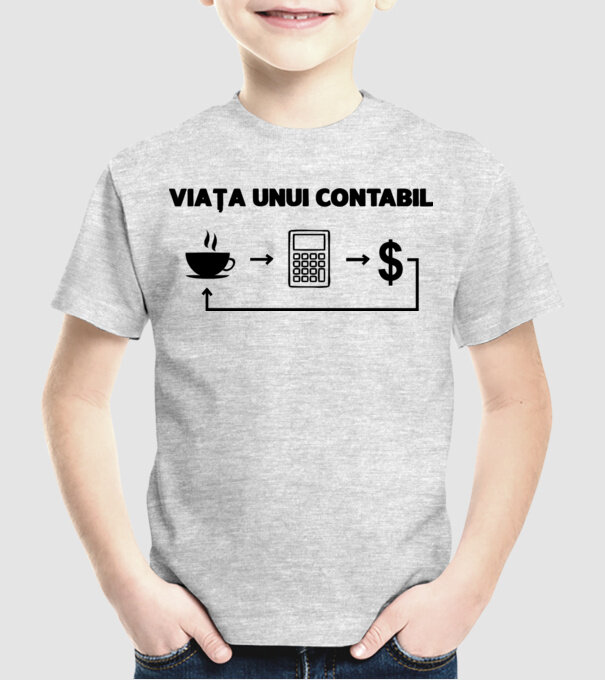 Viața unui contabil model gri pe tricou