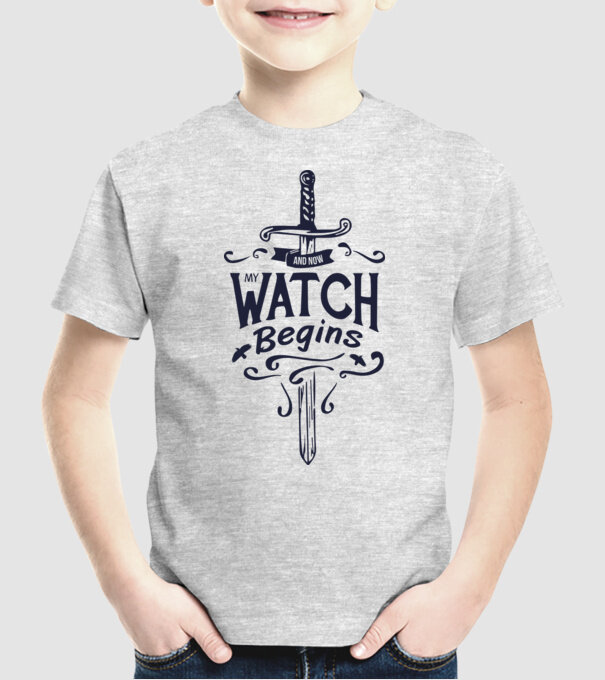And now my watch begins model gri pe tricou