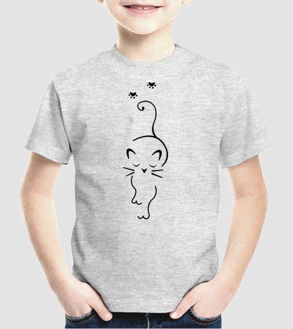 Cat walk model gri pe tricou