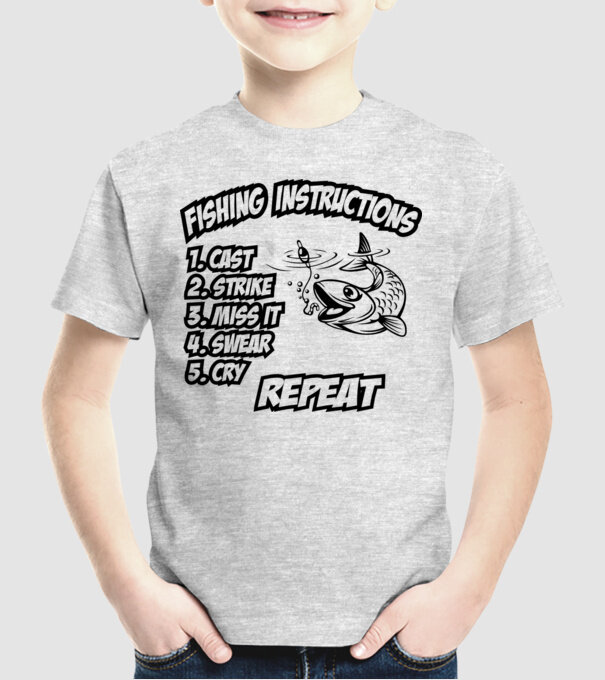 Fishing instructions model gri pe tricou