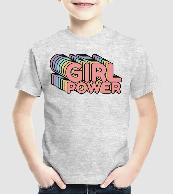 Girl power model gri pe tricou