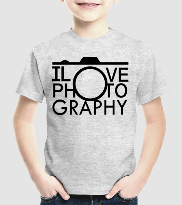 I love photography model gri pe tricou