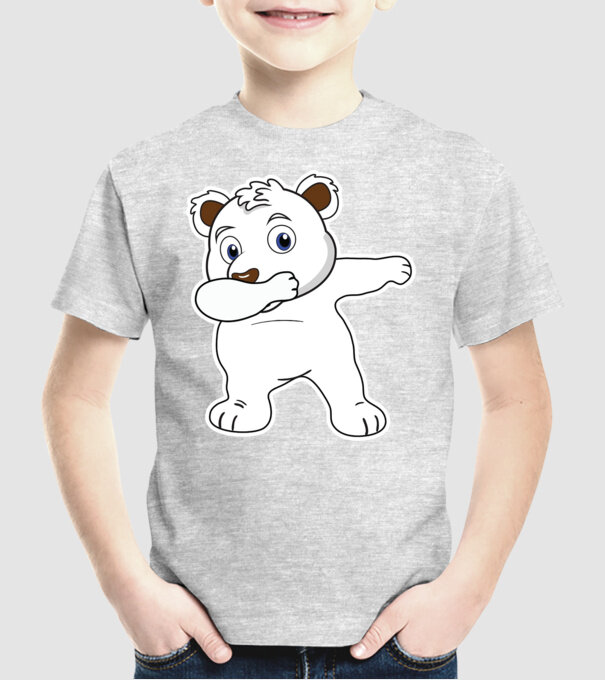 Urs polar DAB model gri pe tricou