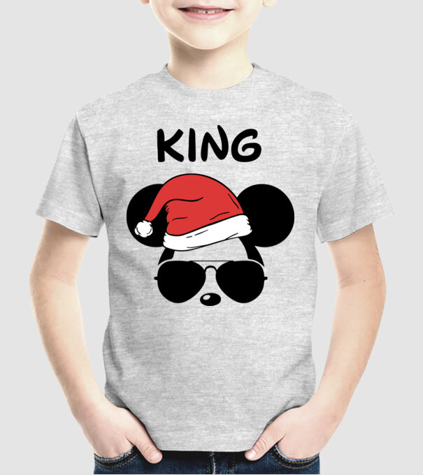 mickey santa king model gri pe tricou
