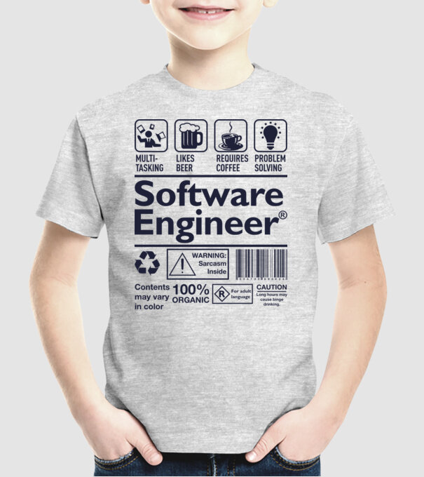 Software Engineer model gri pe tricou