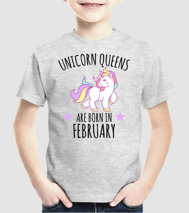 Unicorn queens are born in - February model gri pe tricou