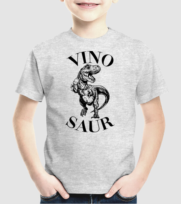 Vinosaur model gri pe tricou