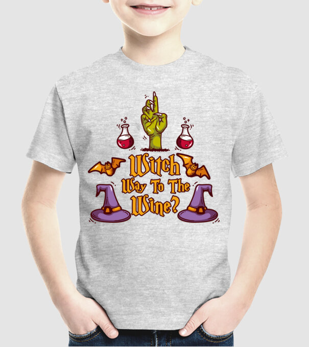 Witch way to the wine model gri pe tricou