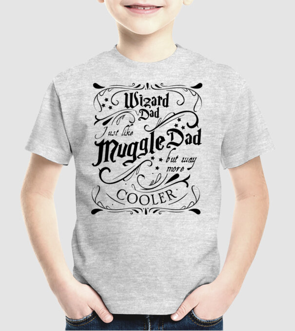 Wizard dad model gri pe tricou
