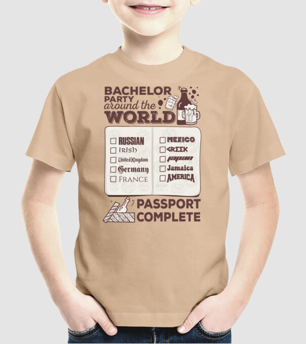 Bachelor Party World tour model nisipiu pe tricou