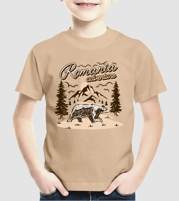 Romania bear adventure model nisipiu pe tricou