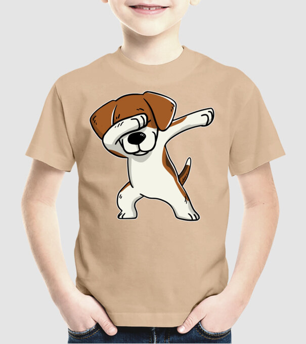 Beagle DAB model nisipiu pe tricou
