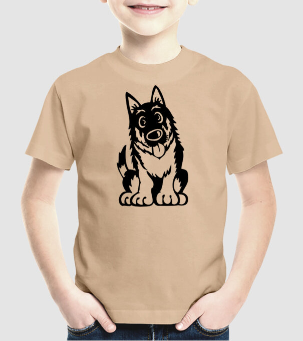 câine lup model nisipiu pe tricou
